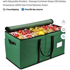 NWT Green Storage Container for Holiday Ornaments